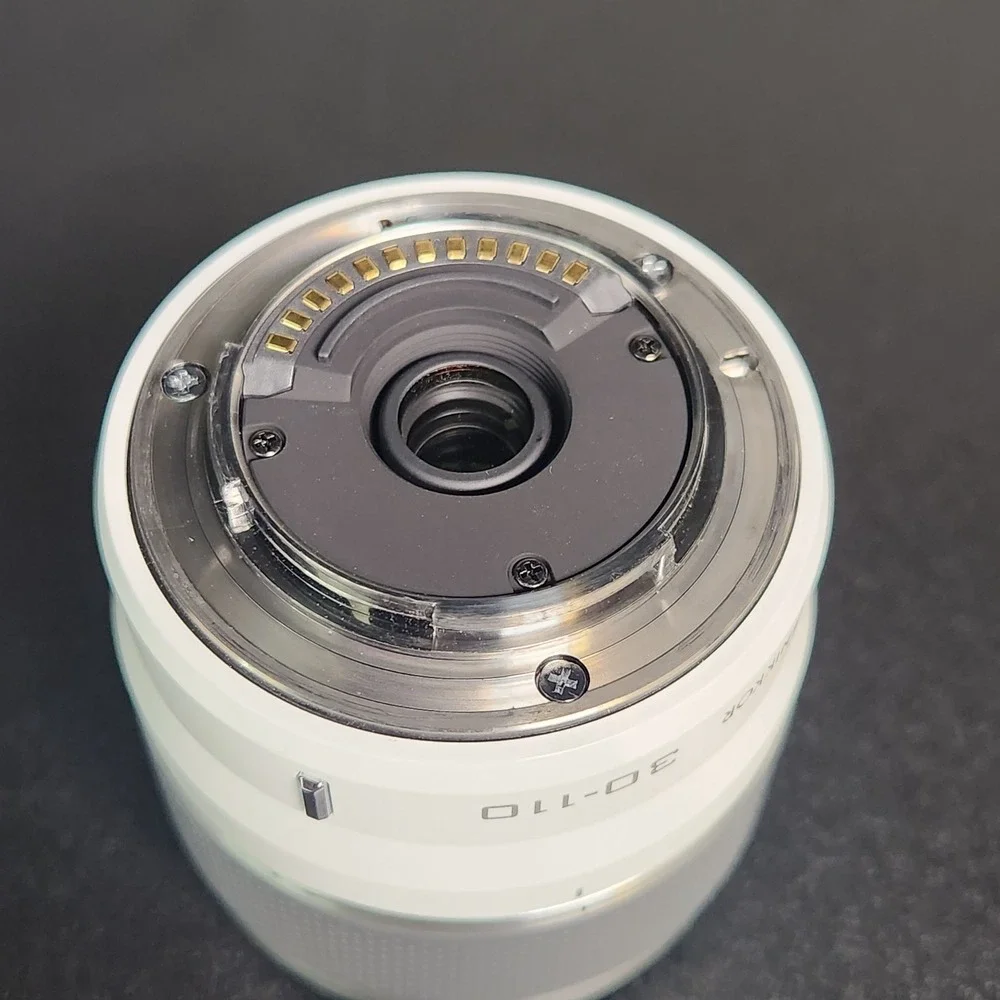 Nikon 1 J1 Digital Camera White w/ 10-30 & 30-110 Lens Hood 3 Batteries SD Card